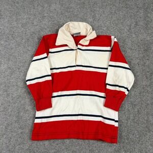 Donmoor Rugby Shirt Boys S-4 Red White Blue Striped Long Sleeve Golf Sports Surf